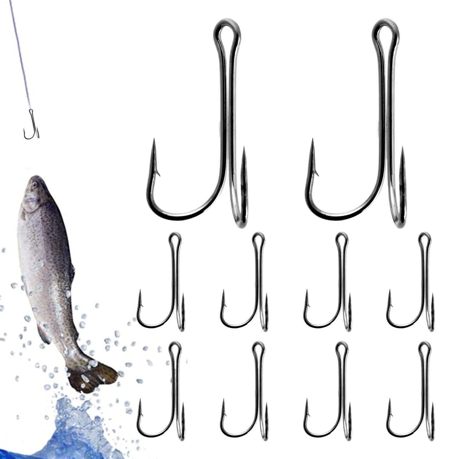 Fishing Hook Treble - เบ็ดตกปลาแบบมีเงี่ยง 10 ชิ้น เหล็กกล้าคาร์บอนสูง ตัวเบ็ดสามทาง ป้องกันการหลุดรอด